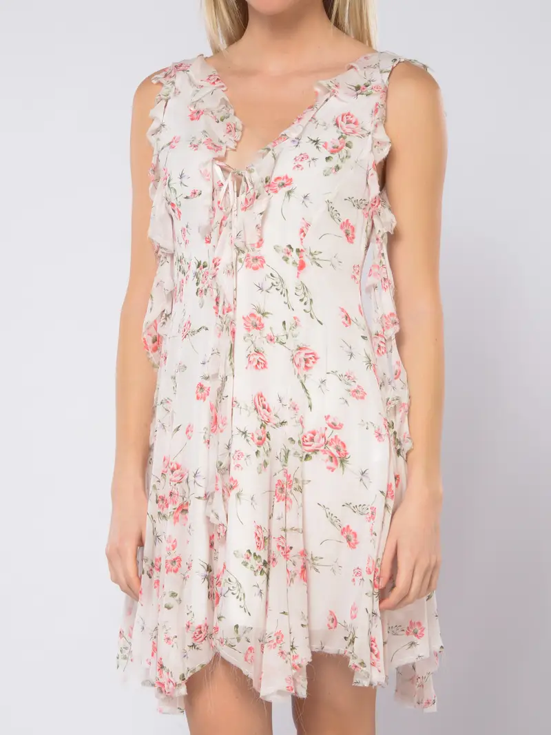 abito corto da donna Aniye By Rouches Edy a fiori Bianco