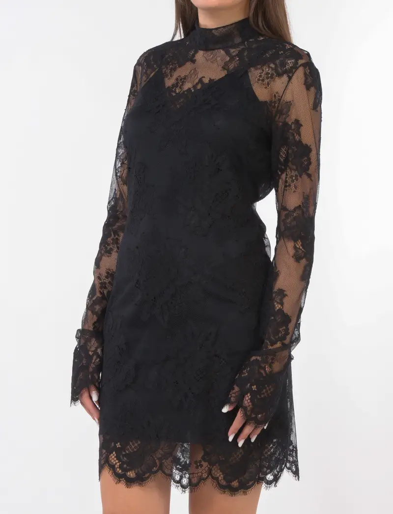 abito corto da donna Aniye By Sheat Lace in pizzo NERO