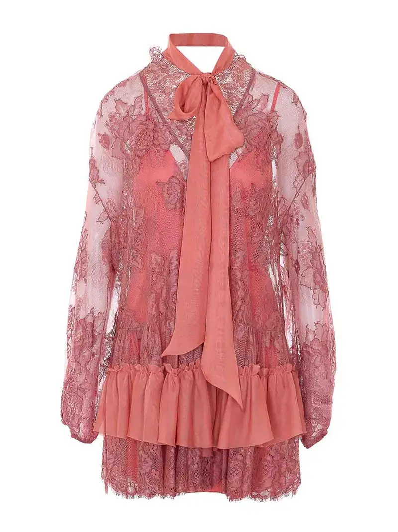 Abito in pizzo da sogno a coste profonde Color Carne E Neutri