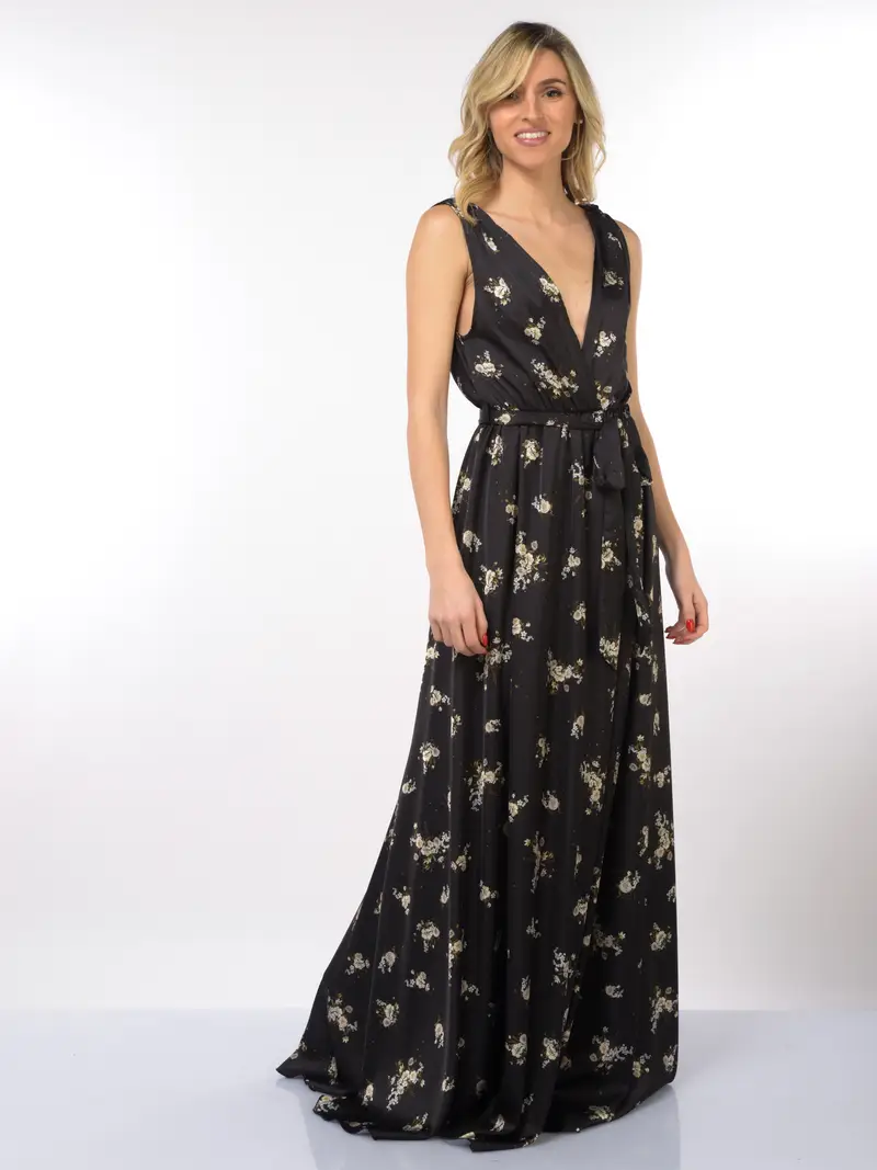 abito lungo da donna Aniye By Wrap Leonie a fiori NERO miniatura 2