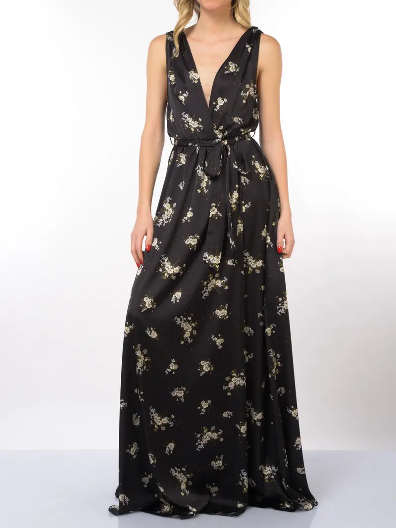 abito lungo da donna Aniye By Wrap Leonie a fiori NERO