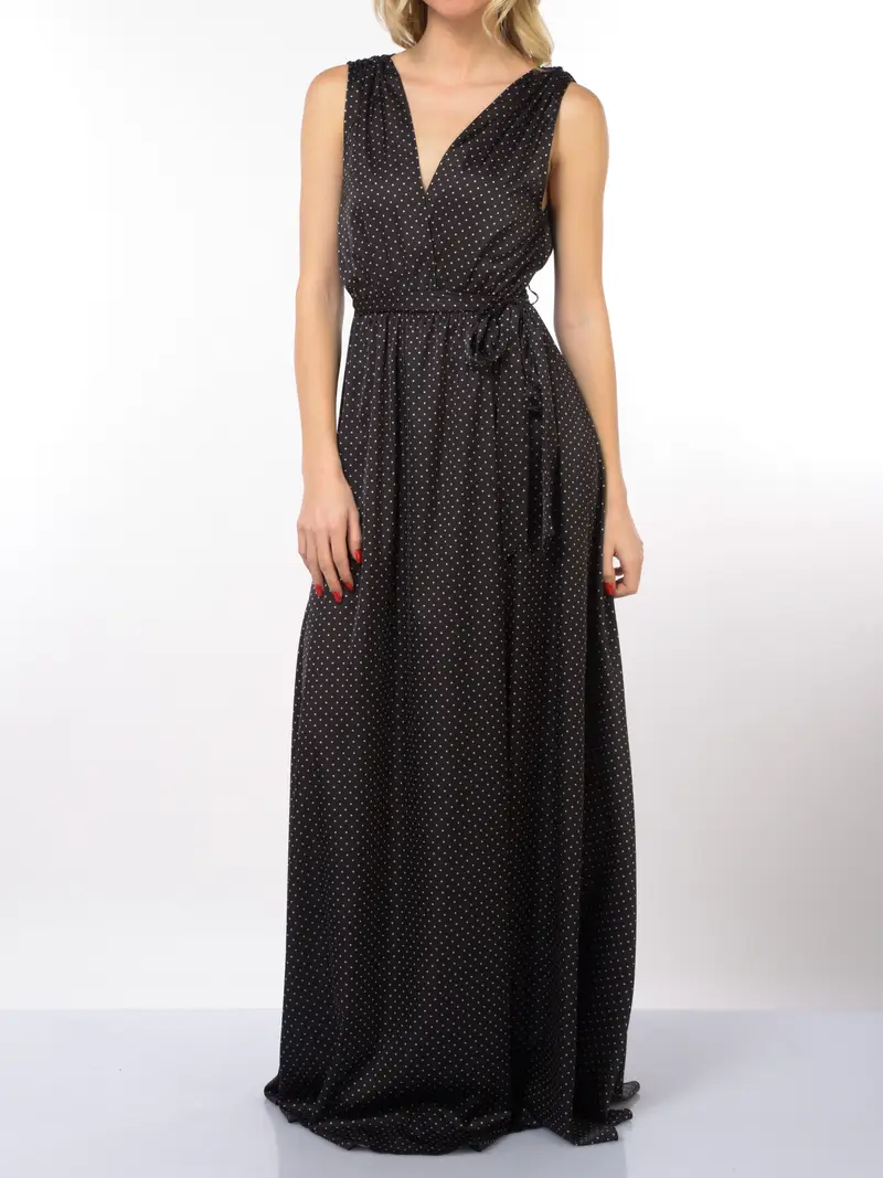 abito lungo da donna Aniye By Wrap Leonie a pois NERO