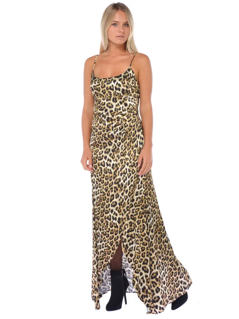 abito lungo donna Aniye By in raso a fantasia BEIGE miniatura 2