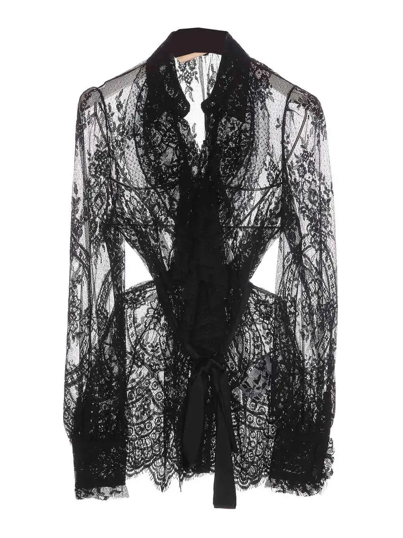 Camicia Diddy con lacci Nero