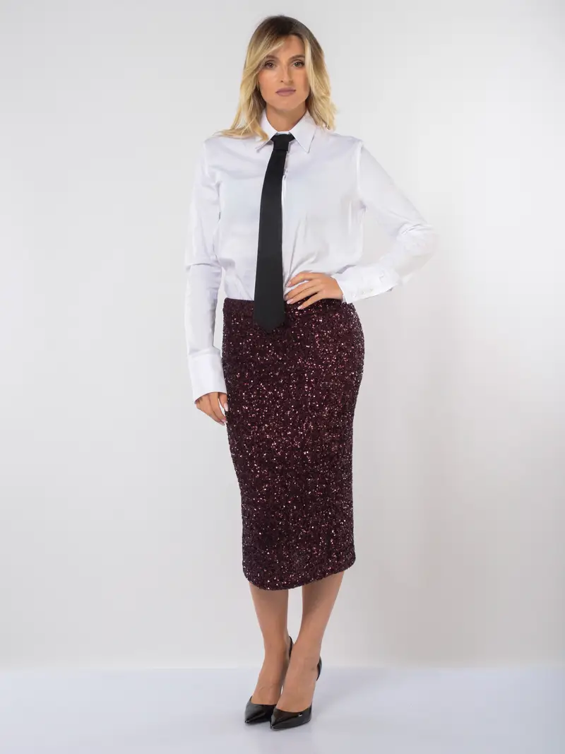 gonna lunga da donna Aniye By in full paillettes con spacco Rosso miniatura 2