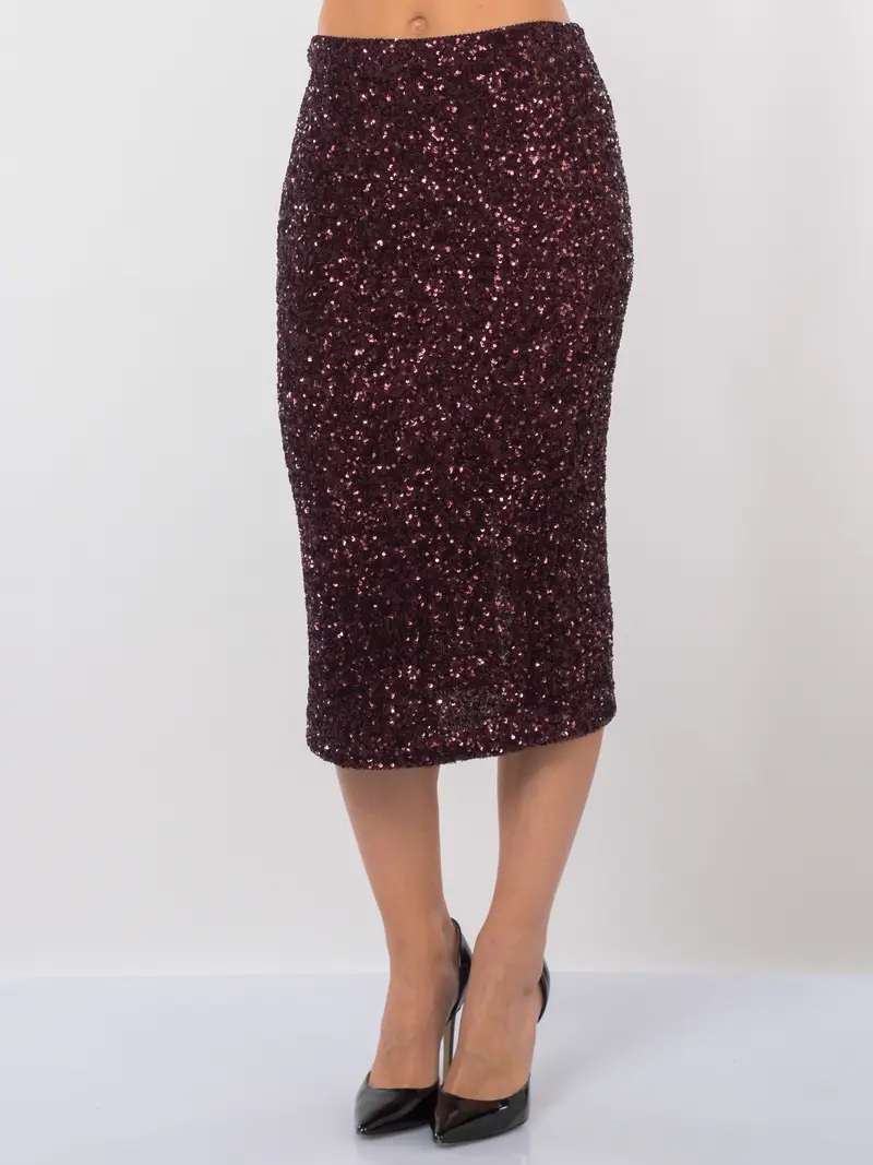 gonna lunga da donna Aniye By in full paillettes con spacco Rosso