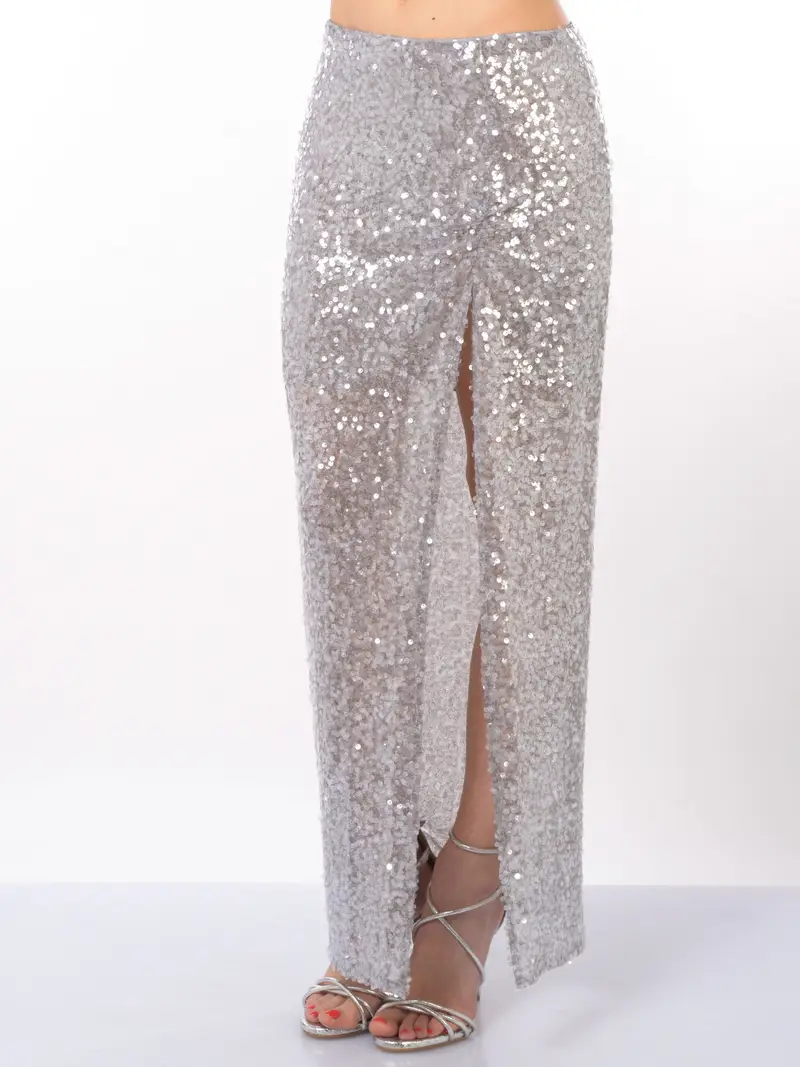 gonna lunga da donna Aniye By Rose in full paillettes Grigio