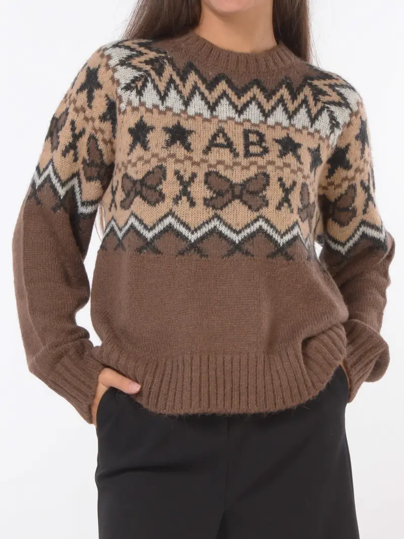 maglia da donna Aniye By girocollo in fantasia MARRON