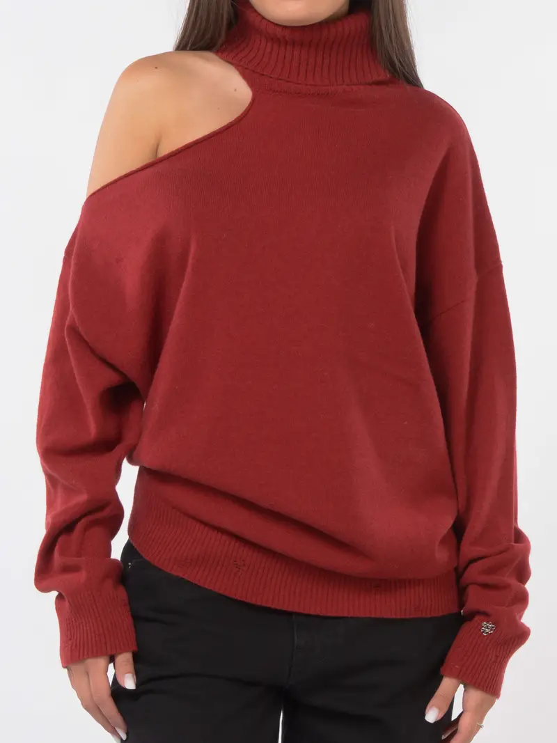 maglia da donna Aniye By in lana vergine Asymmetric Vivien Rosso