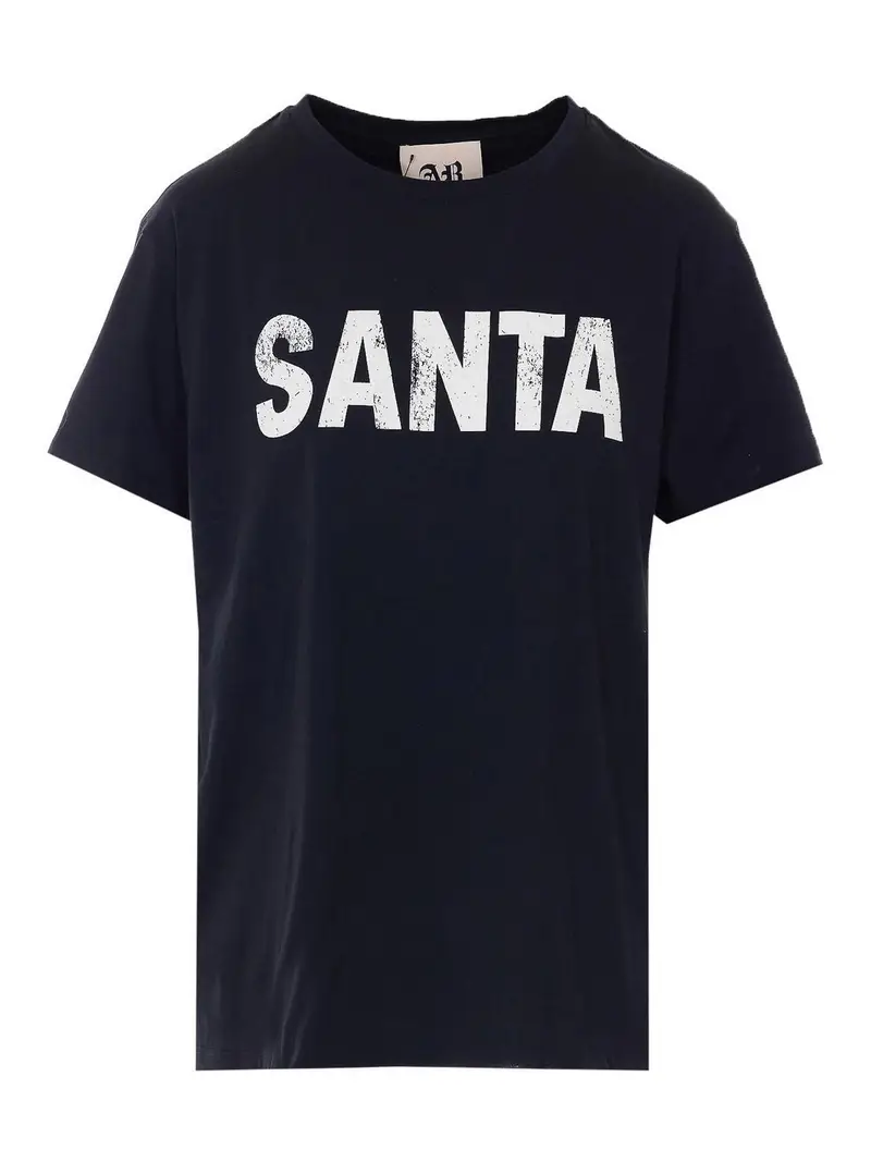 T-shirt nera con stampa di Babbo Natale Nero