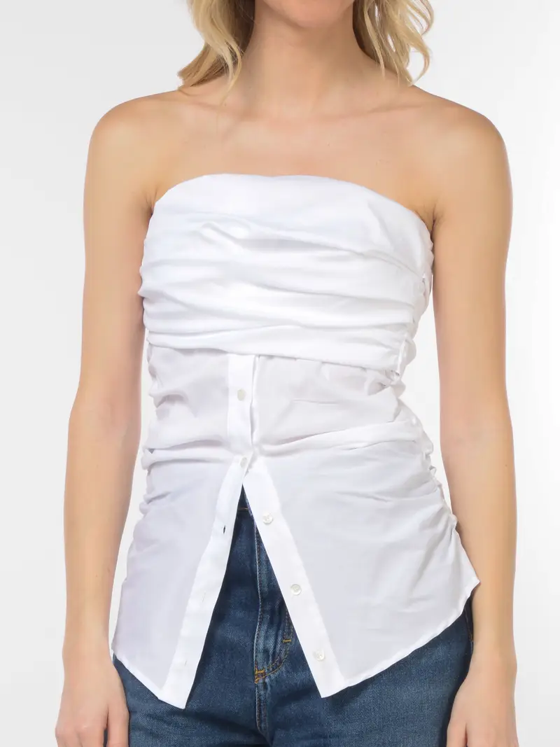 top da donna Aniye By con risvolto e bottoncini Bianco