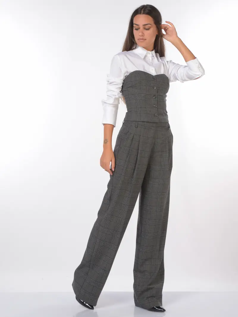 top da donna Aniye By corsetto Dalilah a fantasia check Grigio miniatura 2