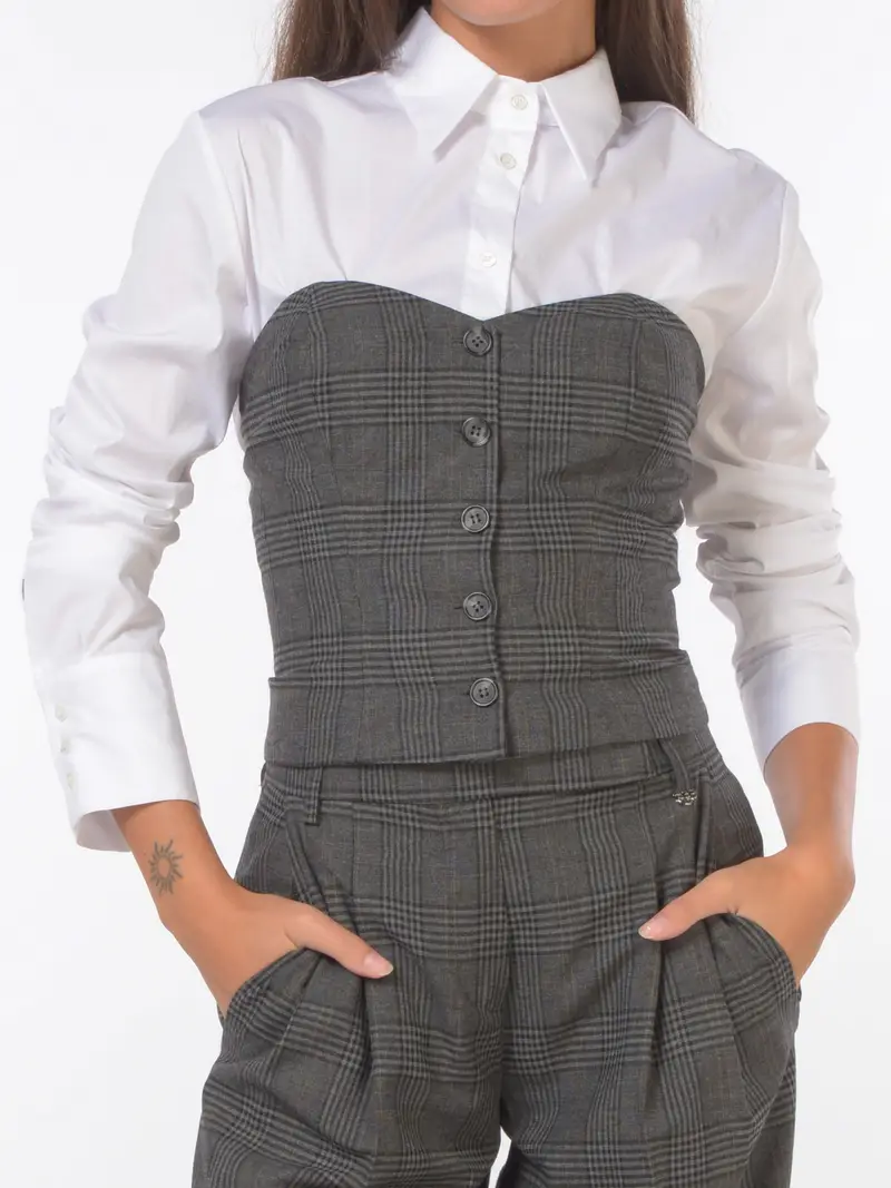 top da donna Aniye By corsetto Dalilah a fantasia check Grigio