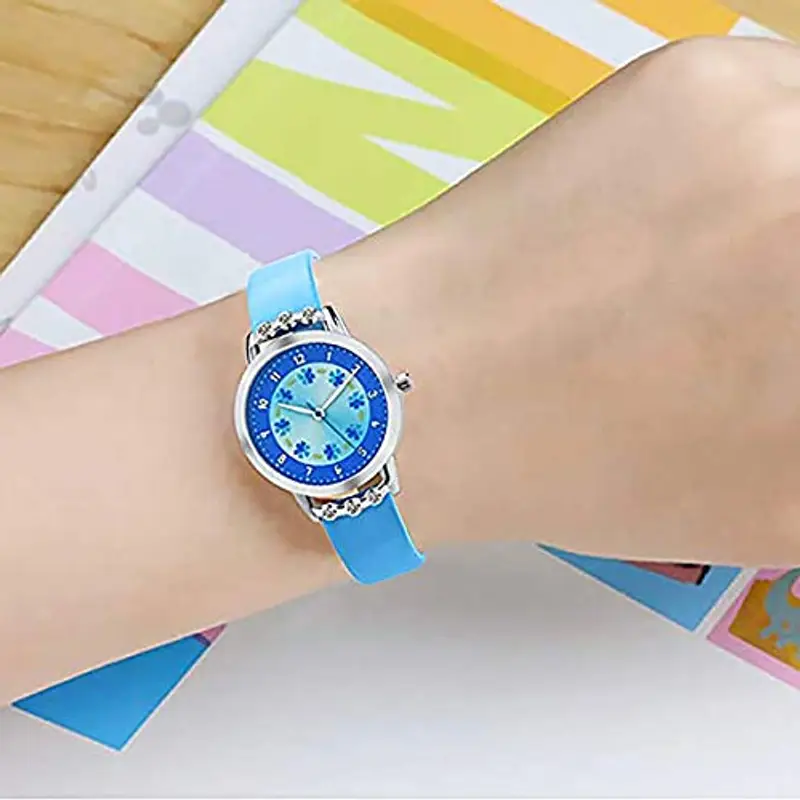 Anloo Orologio da polso per ragazze con orologio per bambini, fiore carino miniatura 3