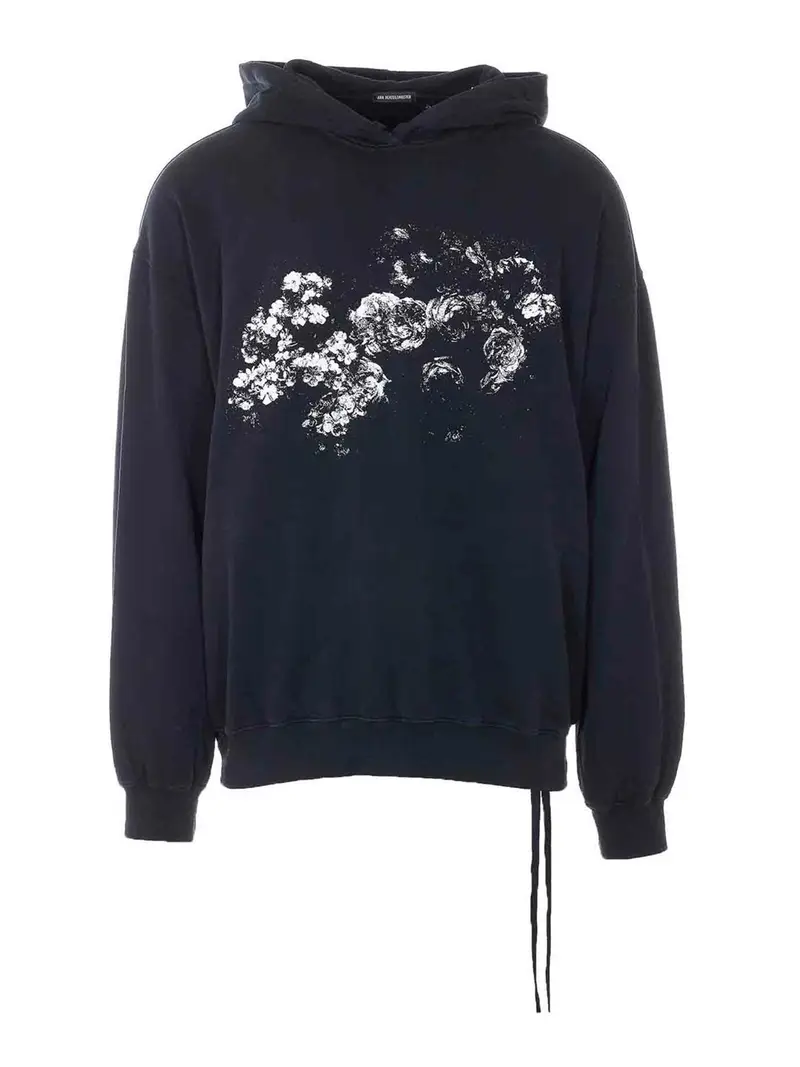 Felpa con cappuccio stampata Bardi Comfort Nero