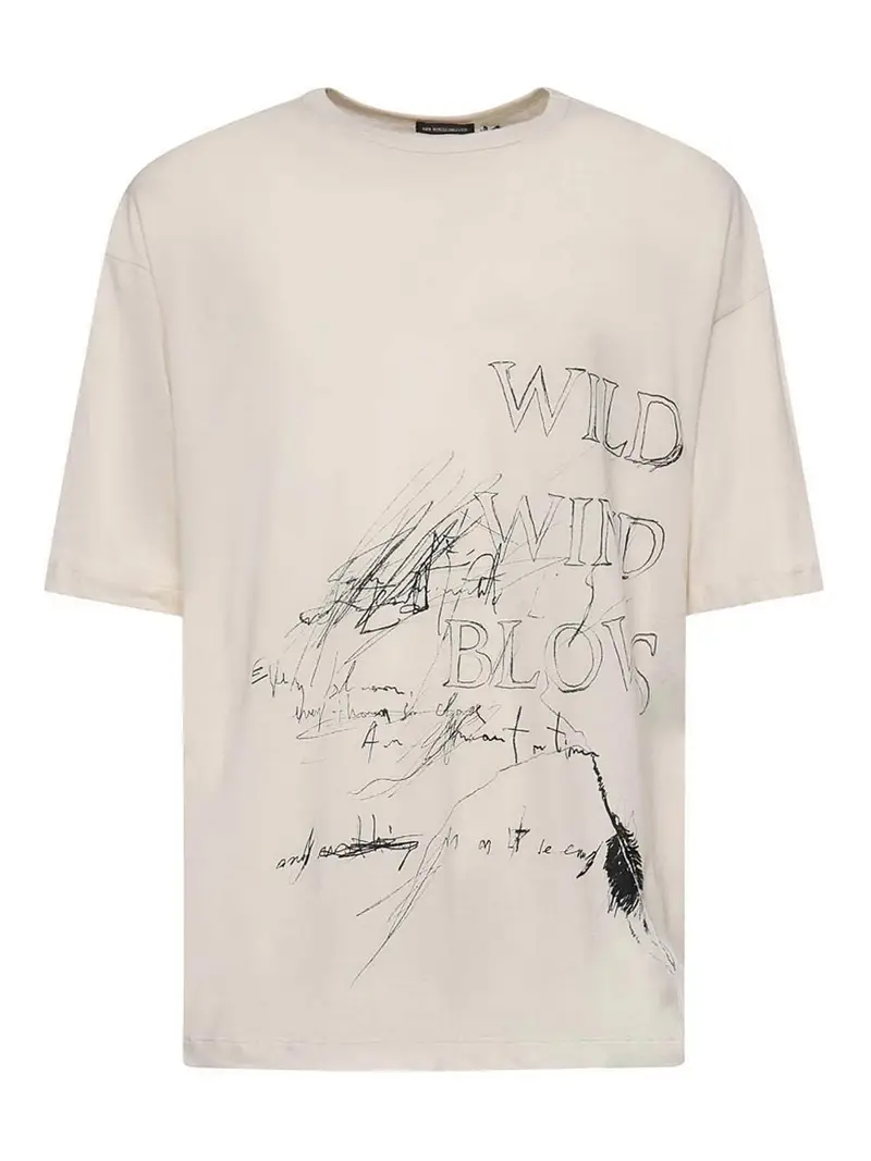 T-shirt in cotone con vento selvaggio Bianco