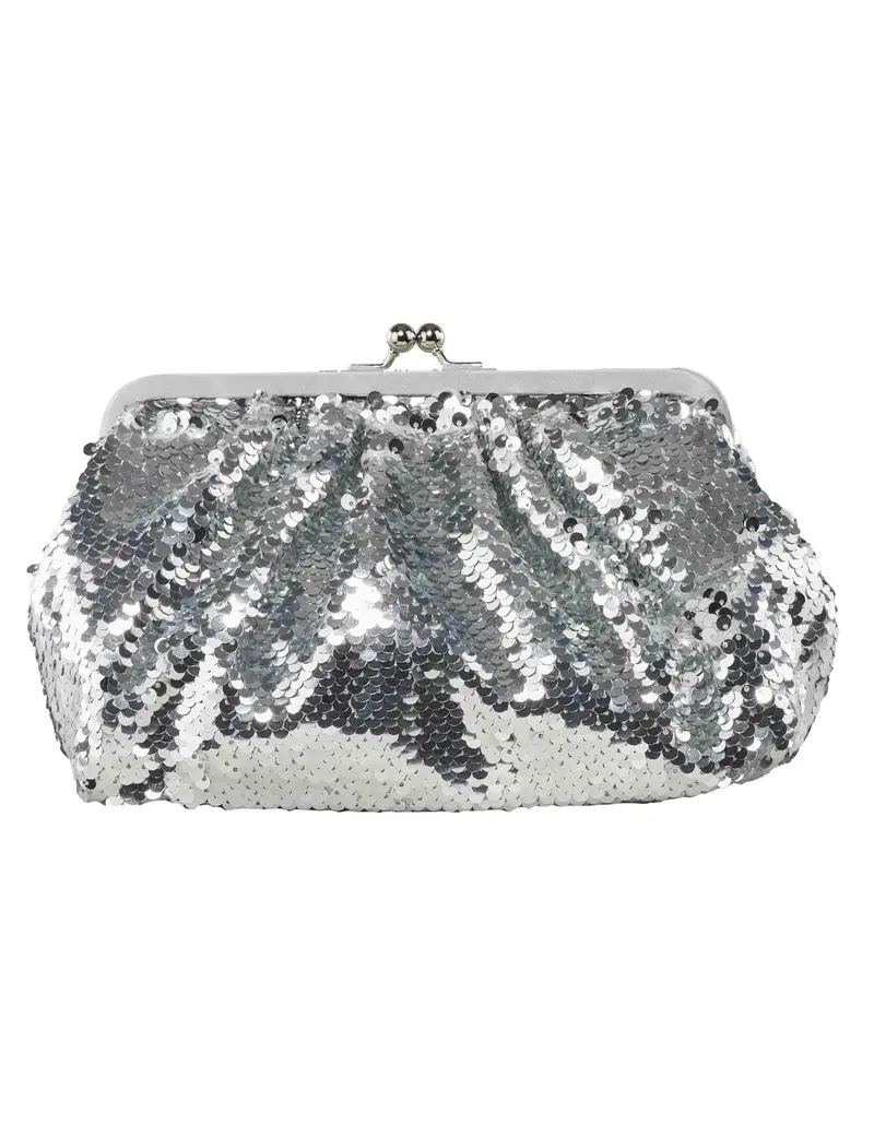 Anna Cecere Borse donna in paillettes argento con catena Donna ACA654 ARGENTO