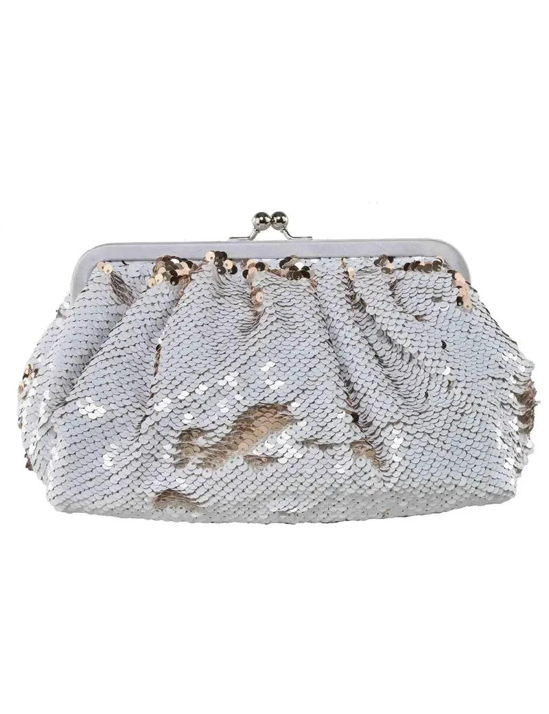 Anna Cecere Borse donna in paillettes bianche con catena Donna ACA654 BIANCO