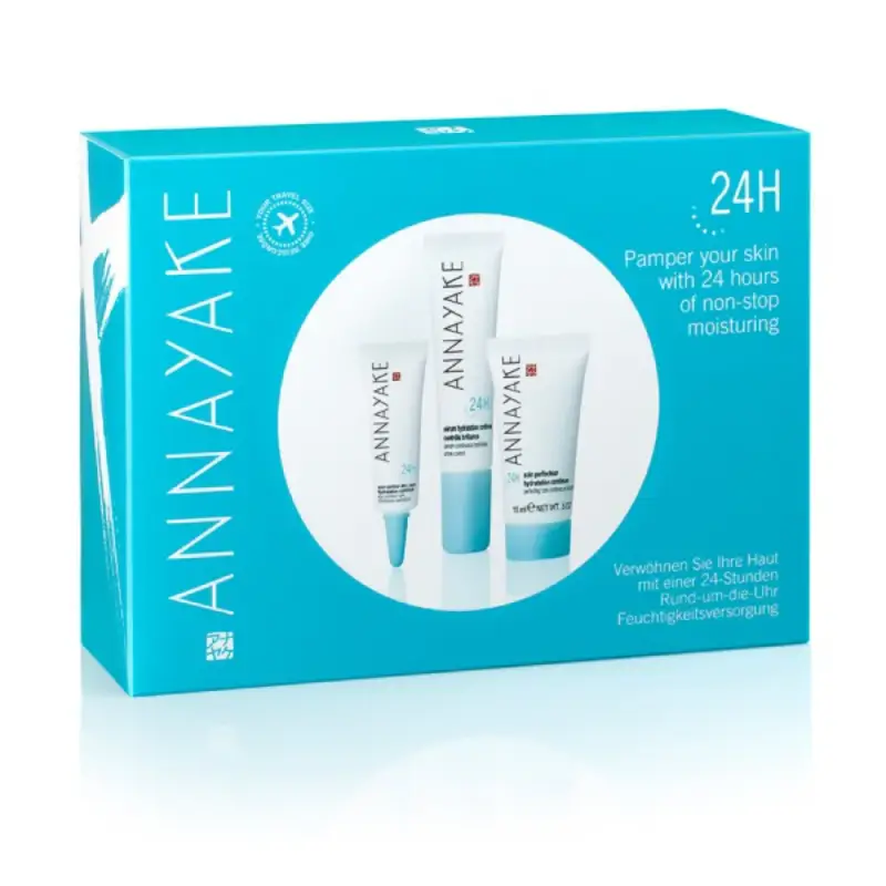 Set da viaggio Annayake 24h Crema Occhi Idratante 7 ml + 24h Crema Idratante Viso 15 ml + 24h Siero Giorno Idratante Viso 15 ml