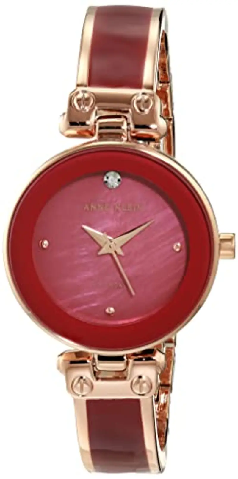 Anne Klein - Orologio da donna a bracciale rigido, con quadrante con vero diamante, Oro Rosa/Borgogna