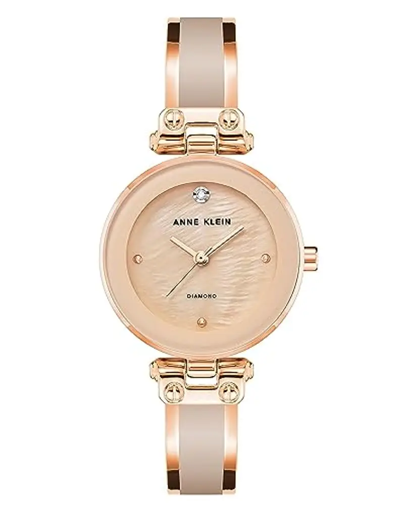 Anne Klein - Orologio da donna a bracciale rigido, con quadrante con vero diamante, Rosa