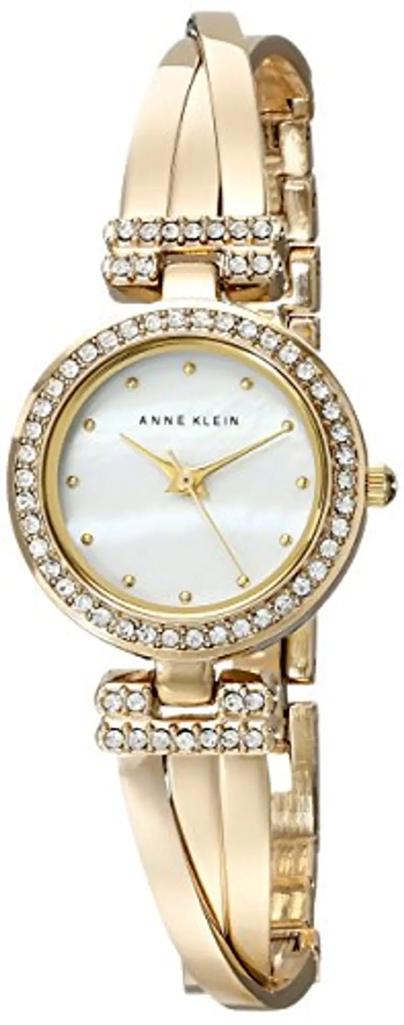 Anne Klein - Set con orologio da donna a bracciale rigido impreziosito da cristalli di alta qualità e bracciale, Oro miniatura 3