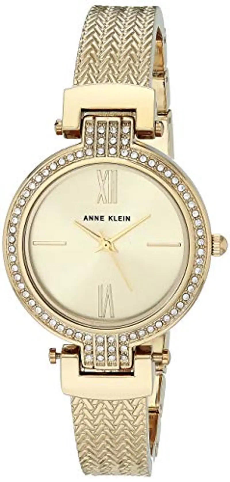 Anne Klein - Set con orologio da donna a bracciale rigido impreziosito da cristalli di alta qualità e bracciale, Oro miniatura 3