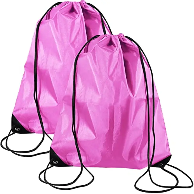 Annhao Gym Sack Sacca Sportiva Zainetto, 2 Pezzi Sacca Zaino Impermeabile Borsa Coulisse Zaino da Calcio per Scuola Scarpe Piscina Palestra Bambino escursionismo All'aperto Unisex Adulto (Rosa Neutro)