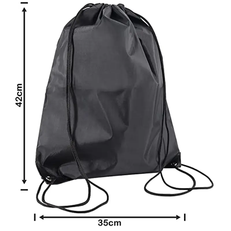Annhao Gym Sack Sacca Sportiva Zainetto, 2 Pezzi Zaino Impermeabile Borsa Coulisse da Calcio per Scuola Scarpe Piscina Palestra Bambino escursionismo All'aperto Unisex - Adulto (Nero) miniatura 2