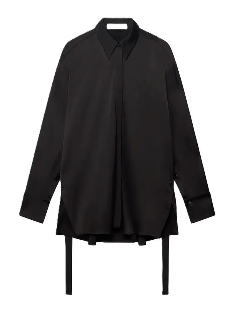 Camicia laterale con bottoni in sbieco Nero