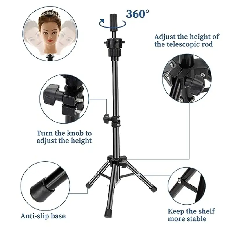 Anstar Supporto per testa delle bambole per parrucchiere, supporto per testa di esercizio, testa di esercizio, supporto miniatura 2