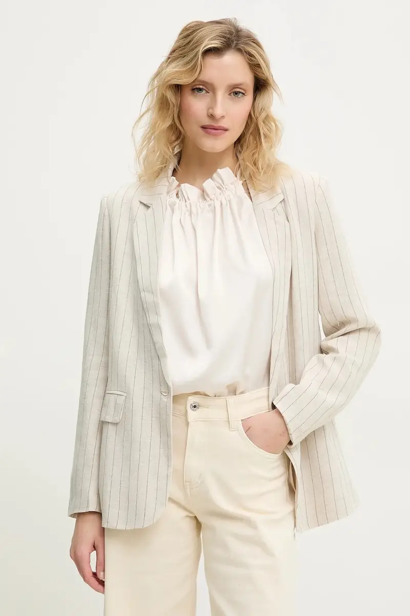 blazer in lino colore beige