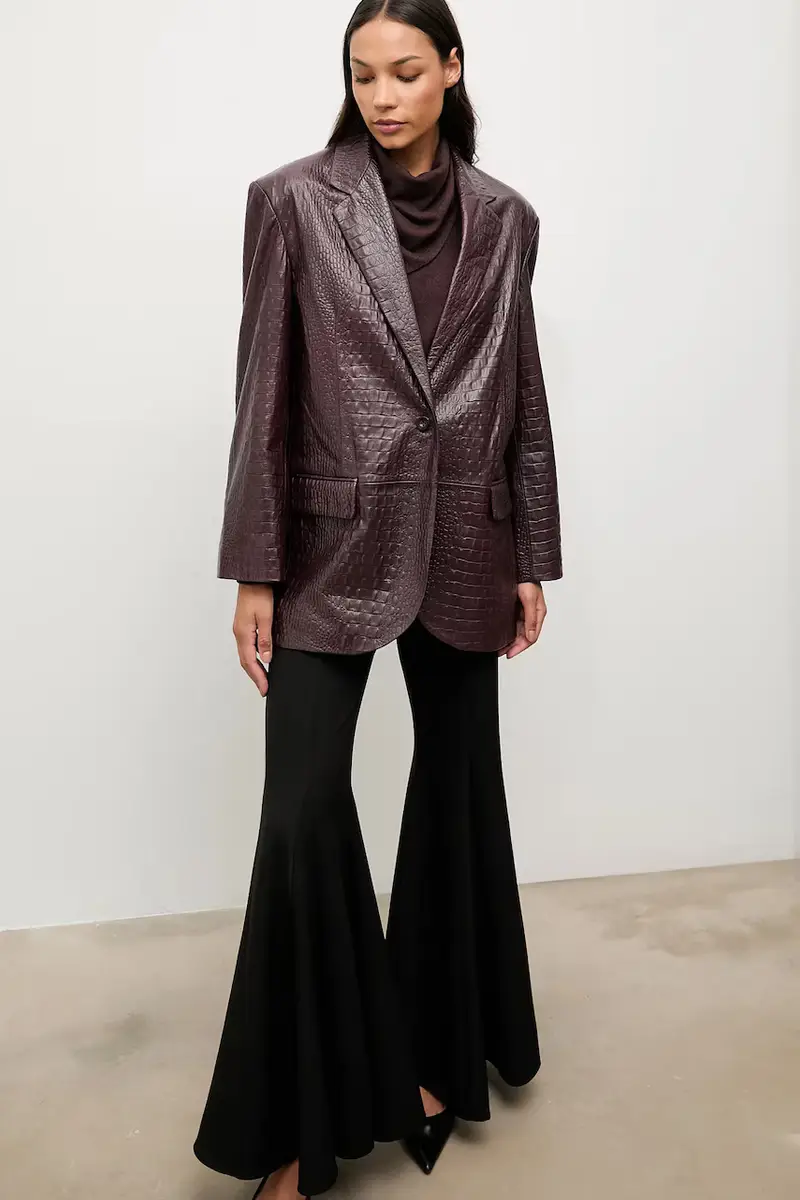 blazer in pelle colore granata miniatura 2