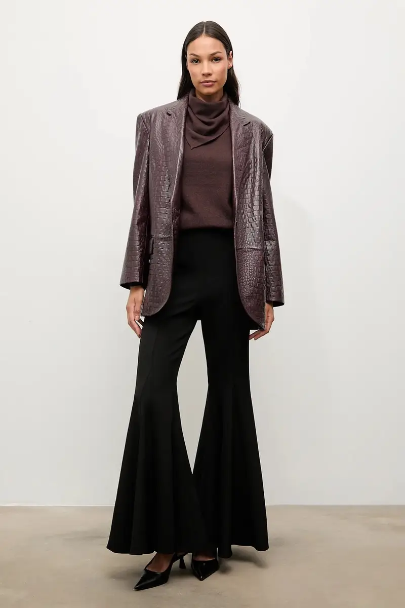 blazer in pelle colore granata miniatura 3