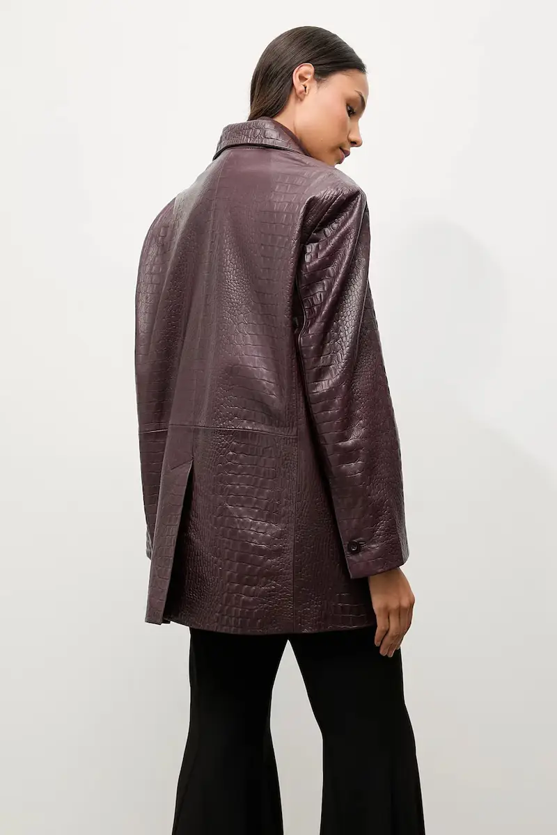 blazer in pelle colore granata miniatura 4