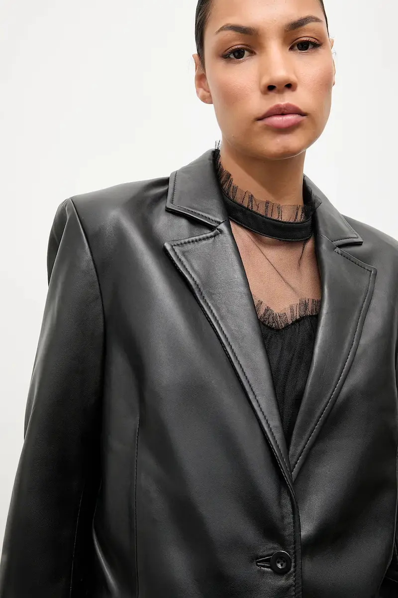 blazer in pelle colore nero miniatura 4