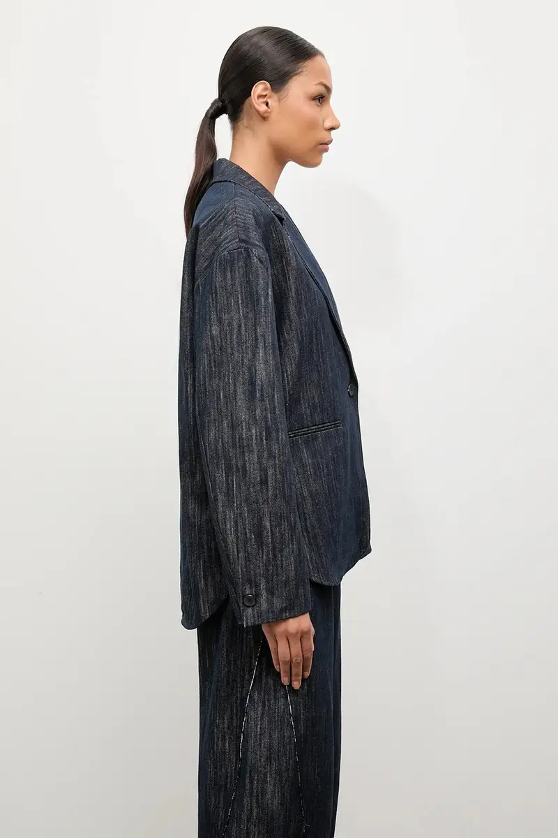 blazer jeans colore blu navy miniatura 5