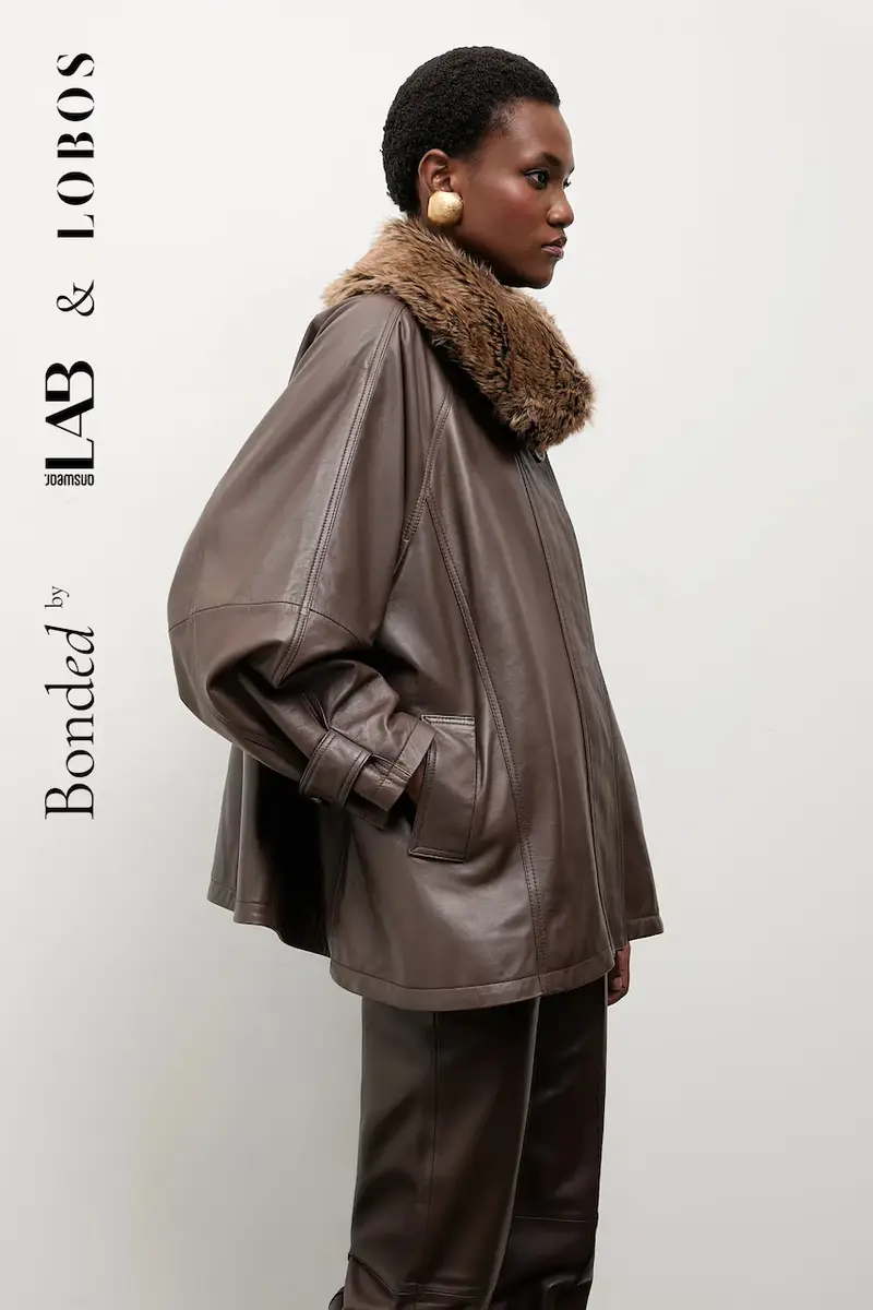 Bonded by Answear LAB & LOBOS giacca in pelle Marrone