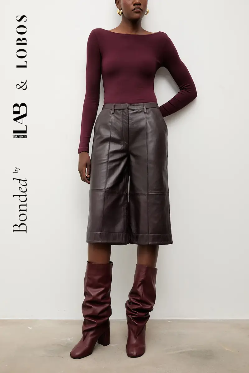 Bonded by Answear LAB & LOBOS pantaloni in pelle Granata