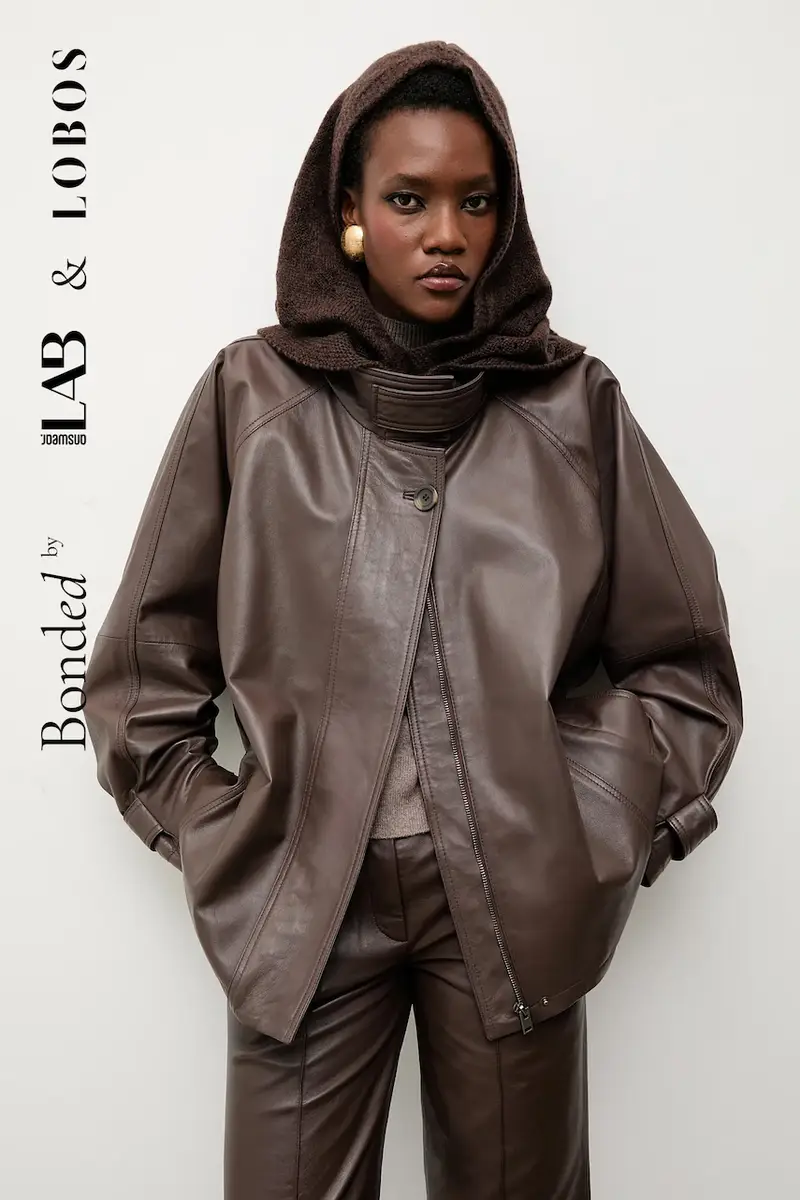 Bonded by Answear LAB & LOBOS passamontagna in lana merino Marrone