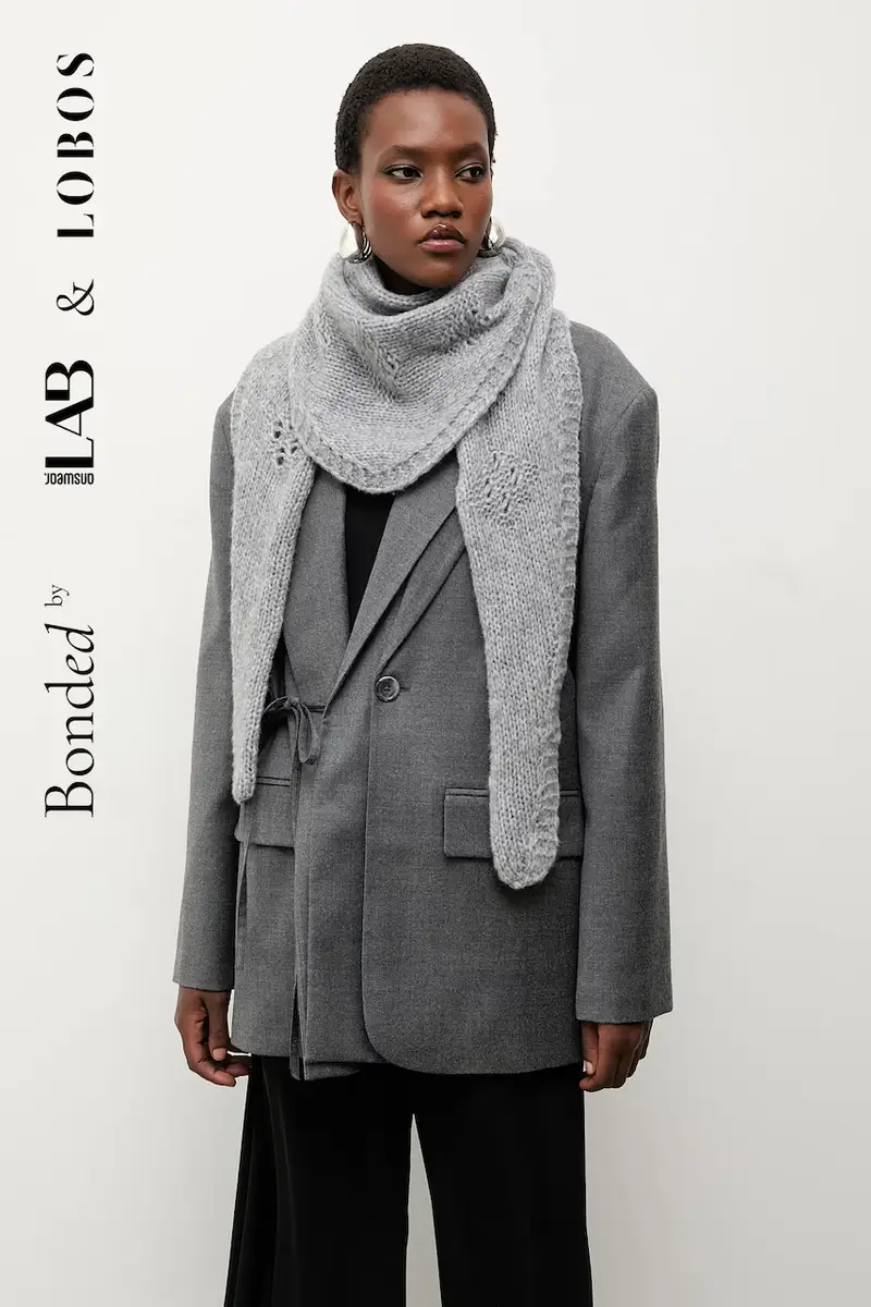 Bonded by Answear LAB & LOBOS sciarpa in lana Grigio