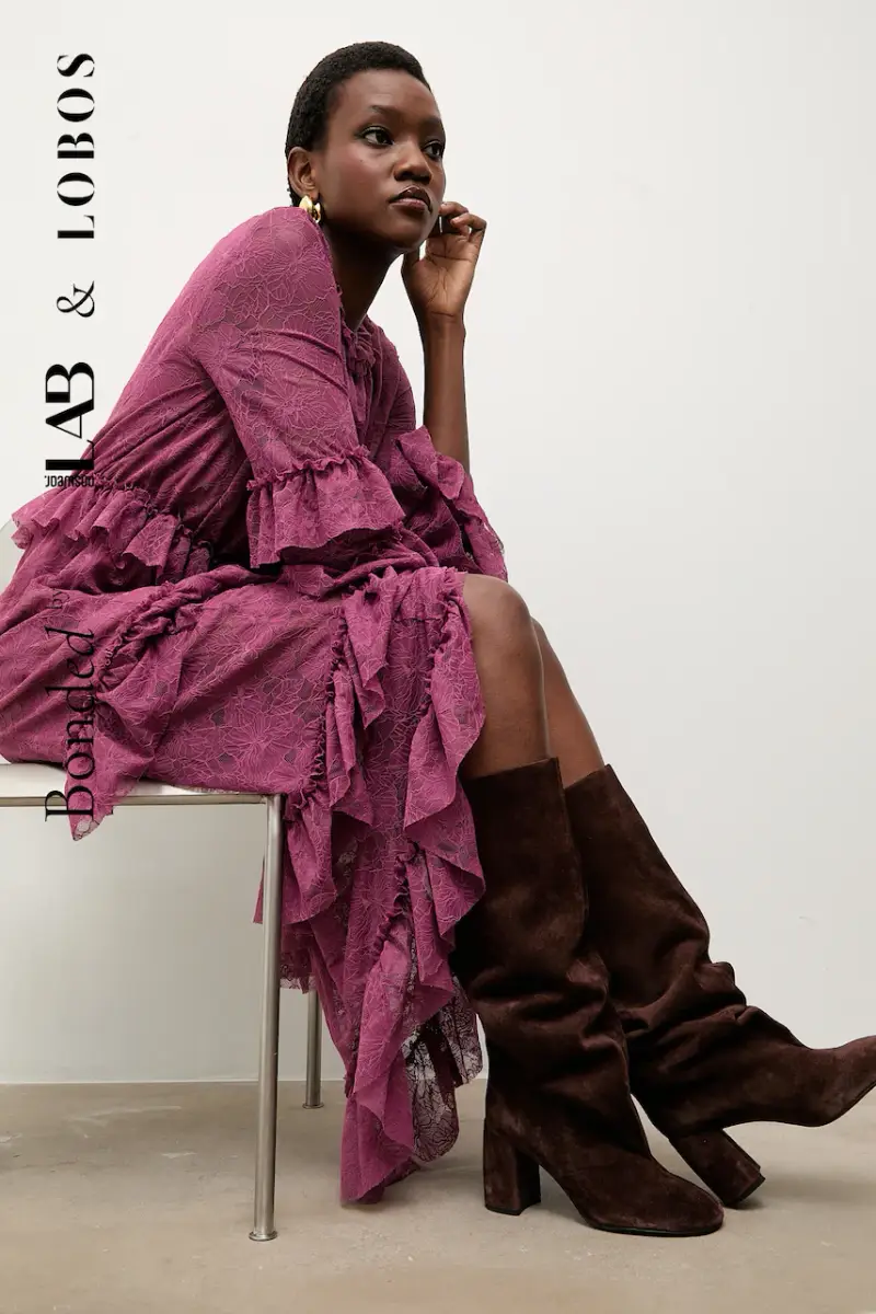 Bonded by Answear LAB & LOBOS stivali in pelle scamosciata Marrone