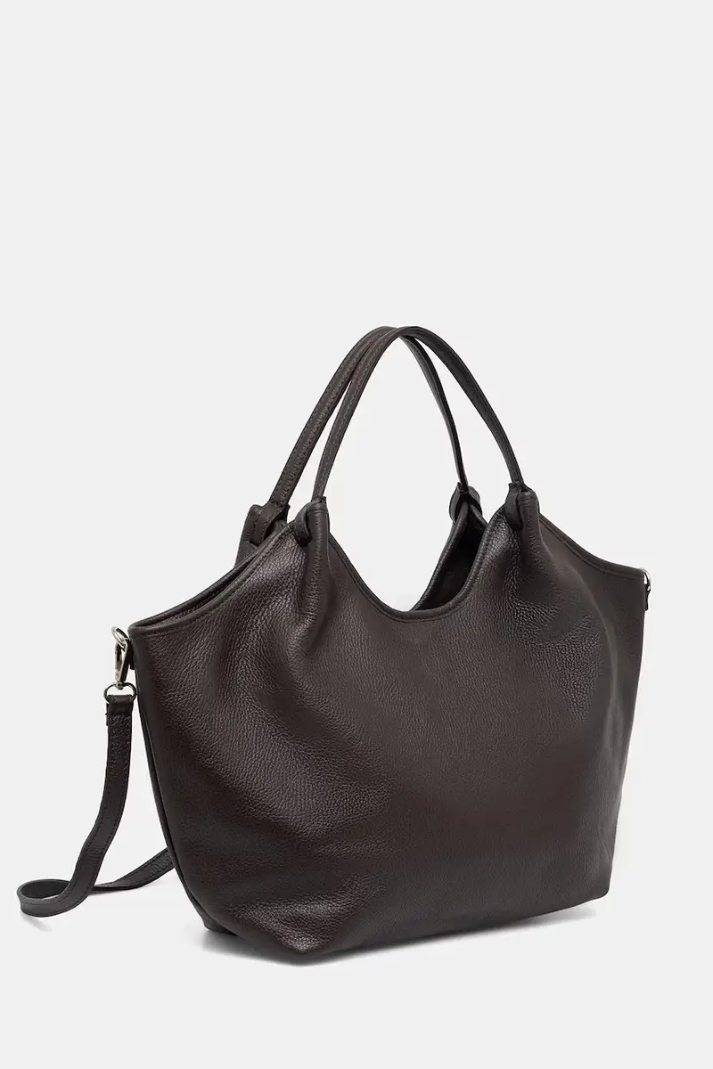 borsa a mano in pelle Marrone miniatura 2