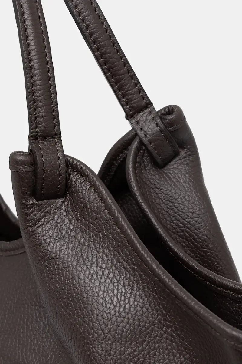 borsa a mano in pelle Marrone miniatura 4