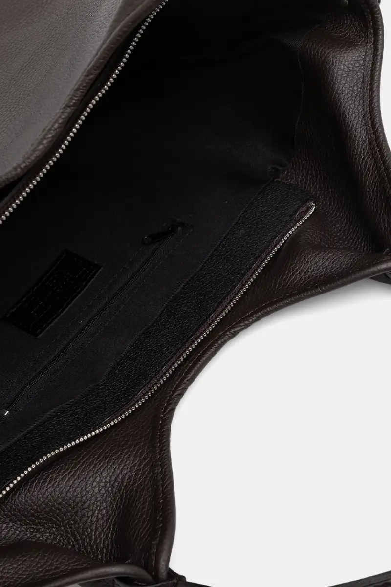 borsa a mano in pelle Marrone miniatura 5