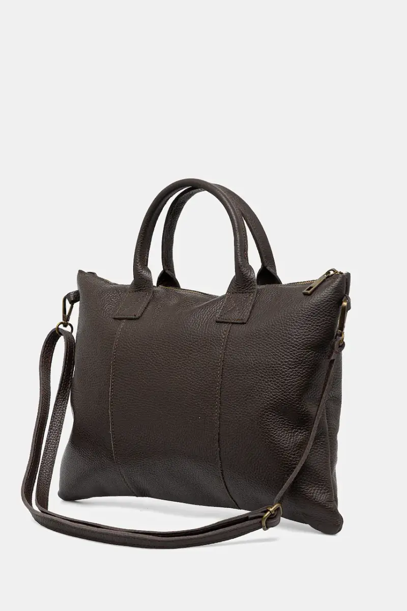 borsa custodia porta pc in pelle Marrone miniatura 3