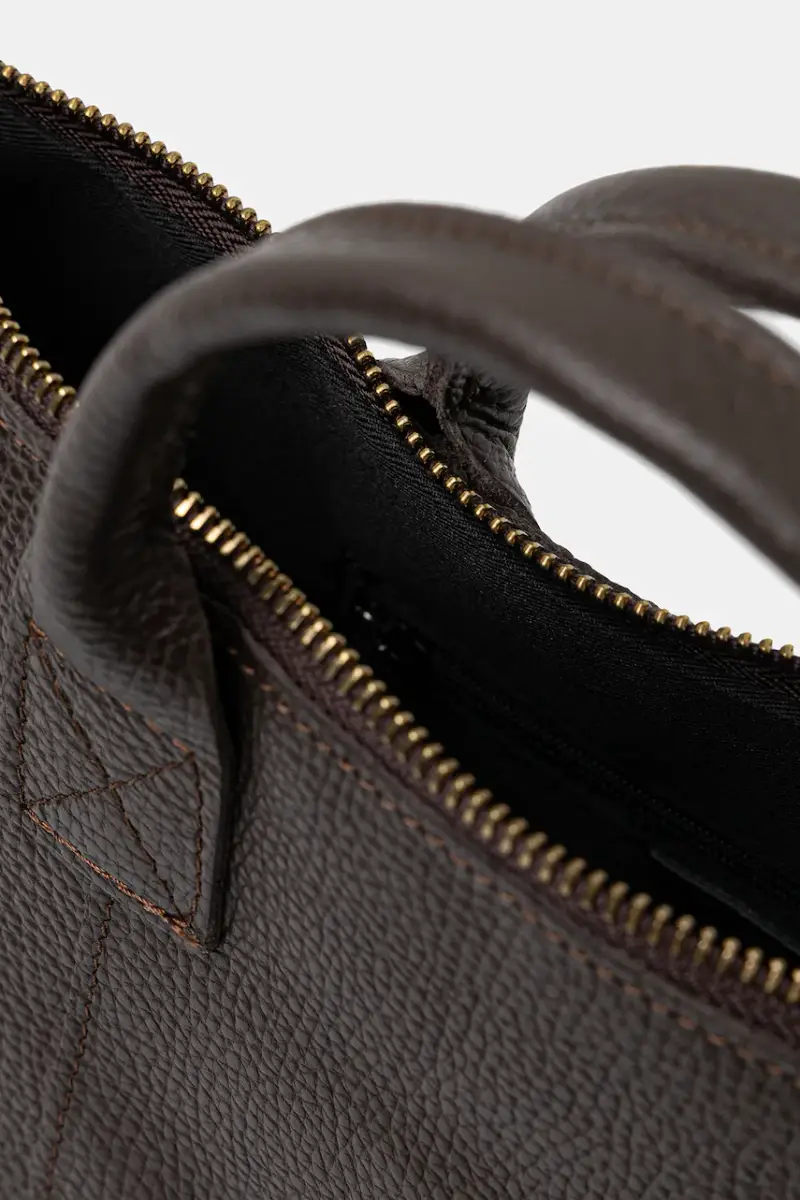 borsa custodia porta pc in pelle Marrone miniatura 4