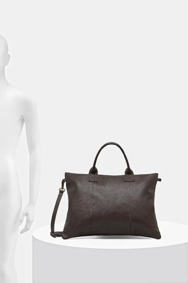 borsa custodia porta pc in pelle Marrone miniatura 5