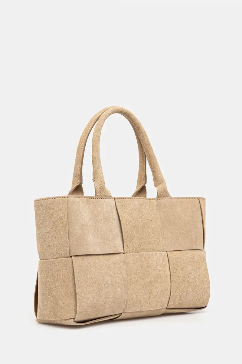 borsa in pelle scamosciata Beige miniatura 2