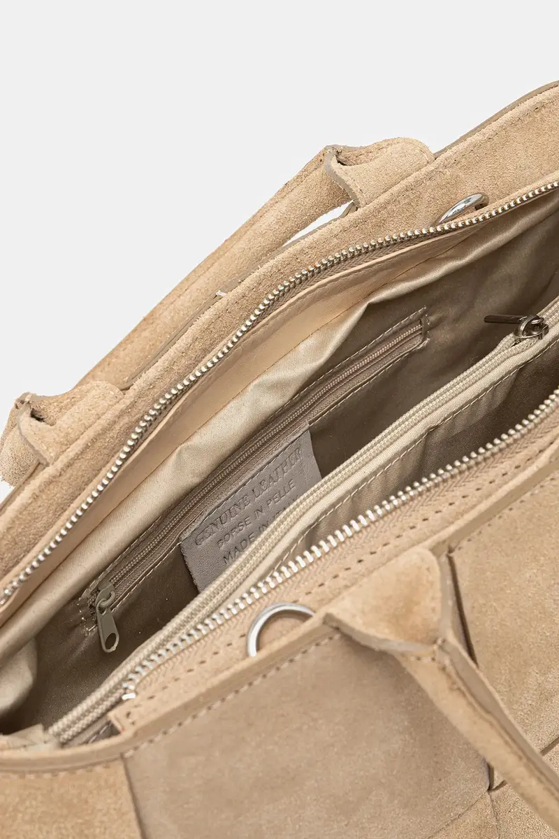 borsa in pelle scamosciata Beige miniatura 4